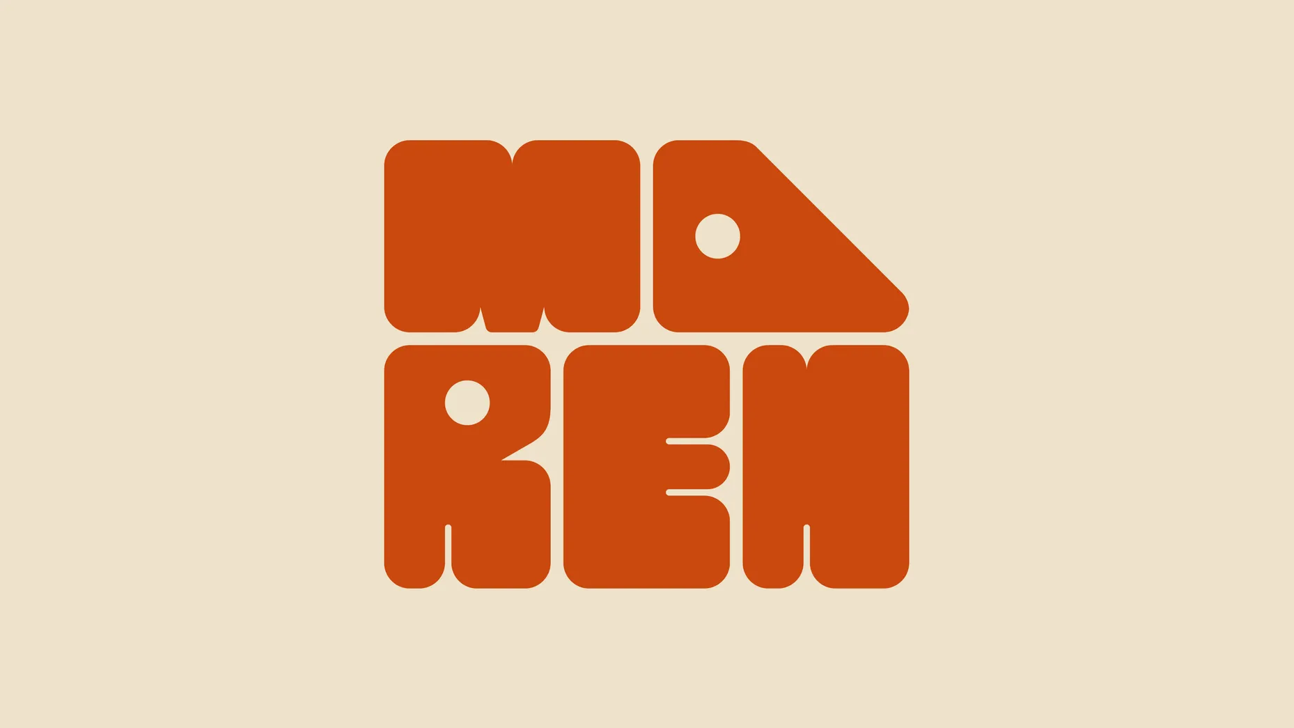The Maren wordmark in burnt orange on a cream field